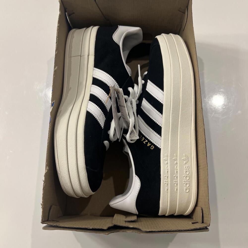 Adidas Gazelle Bold Platform Sneakers Shoes Black White HQ6912 Women’s Size 11 - Picture 5 of 5